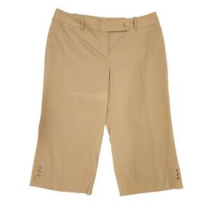 NWT Ann Taylor Womens Size 14 Stretch Capri Khaki Brown Dress Shorts Pants